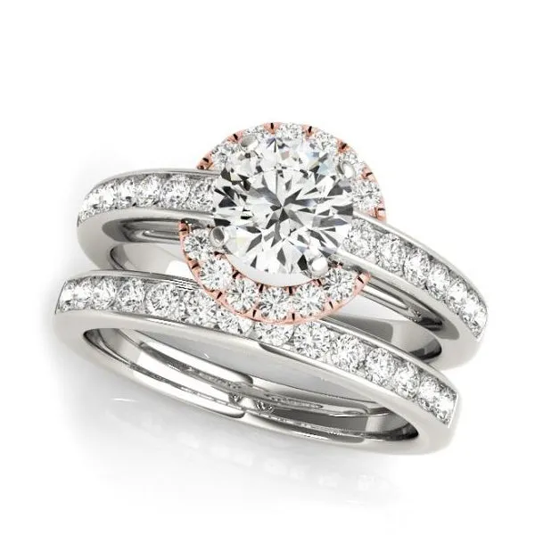 Halo Diamond Engagement Ring Mounting in White and Rose Gold