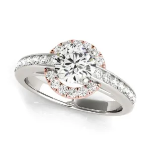 Halo Diamond Engagement Ring Mounting in White and Rose Gold