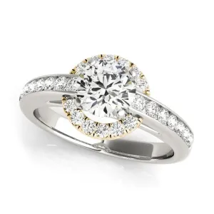 Halo Diamond Engagement Ring Mounting in White and Yellow Gold