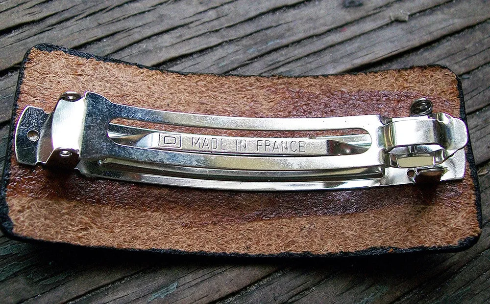 Handmade Black Leather French Barrette