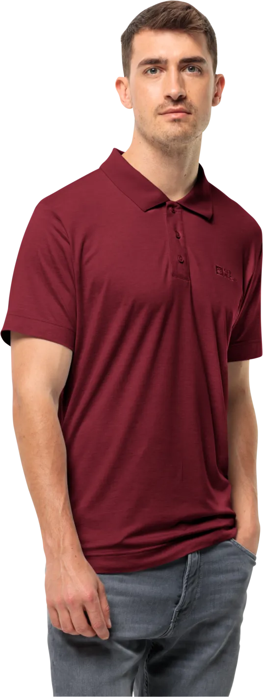 Jack Wolfskin Men&#x27;s Travel Polo Deep Ruby | Buy Jack Wolfskin Men&#x27;s Travel Polo Deep Ruby here | Outnorth