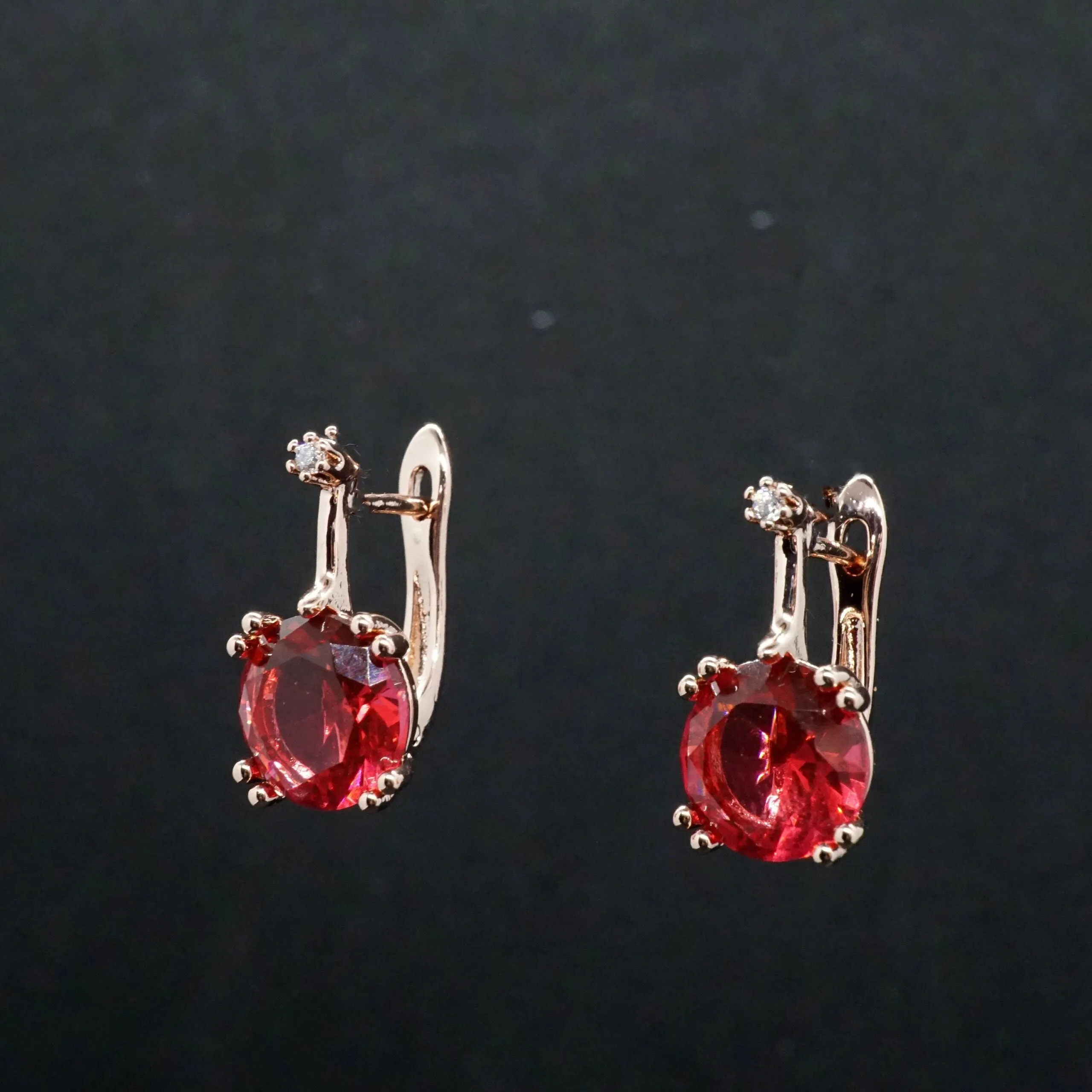 Jessica X - Rose Gold Red,Green,Blue Sapphire Small Drop Earrings