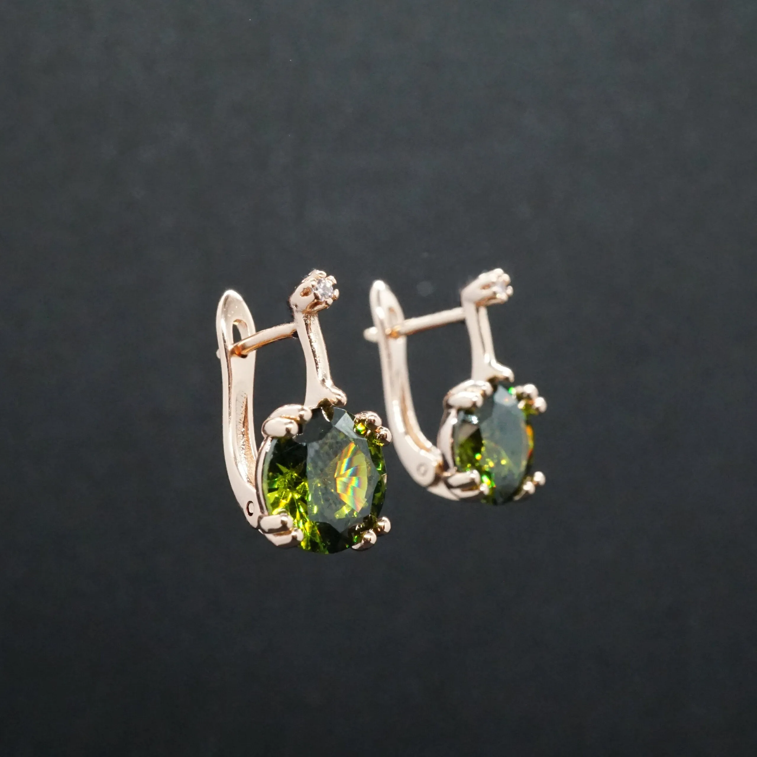 Jessica X - Rose Gold Red,Green,Blue Sapphire Small Drop Earrings