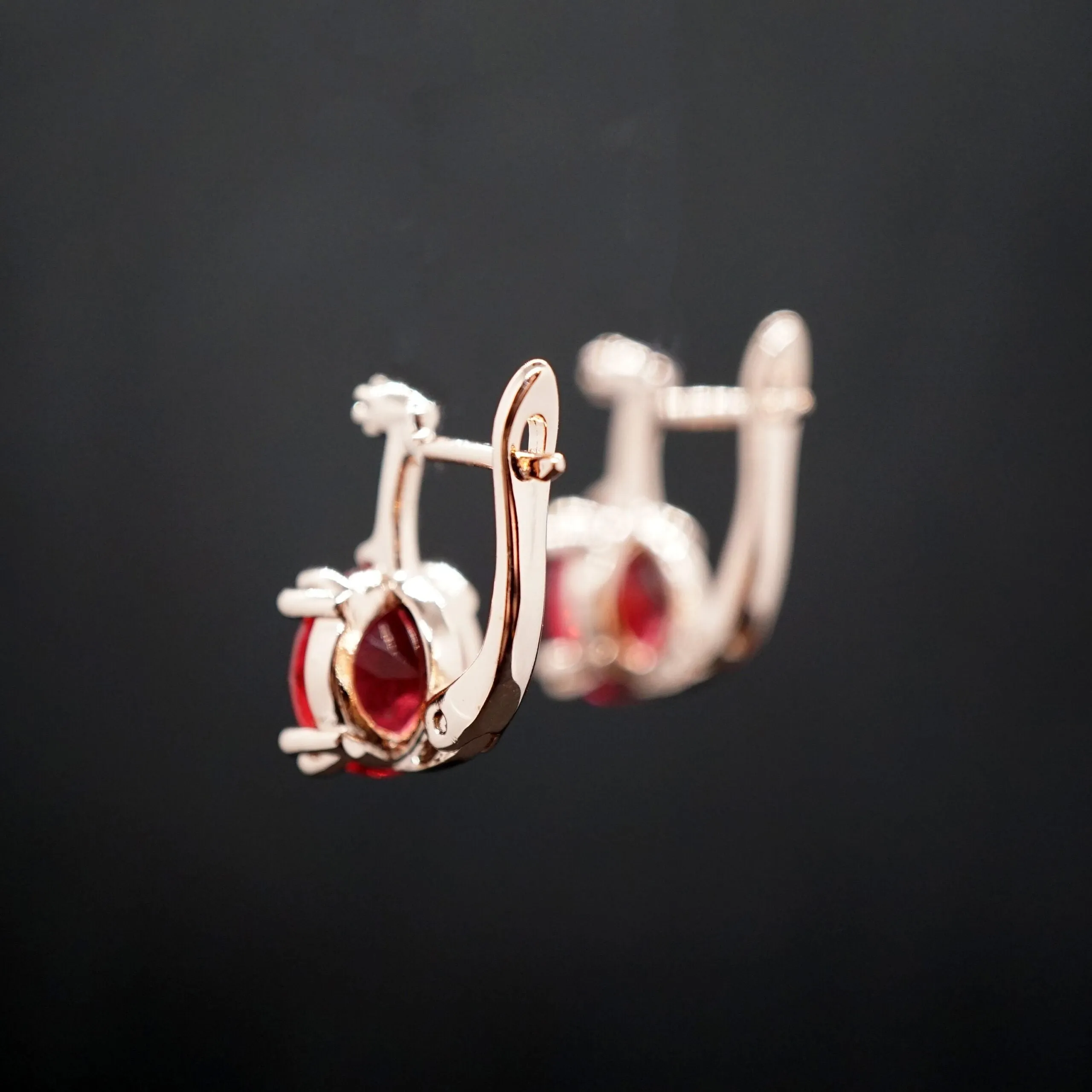 Jessica X - Rose Gold Red,Green,Blue Sapphire Small Drop Earrings