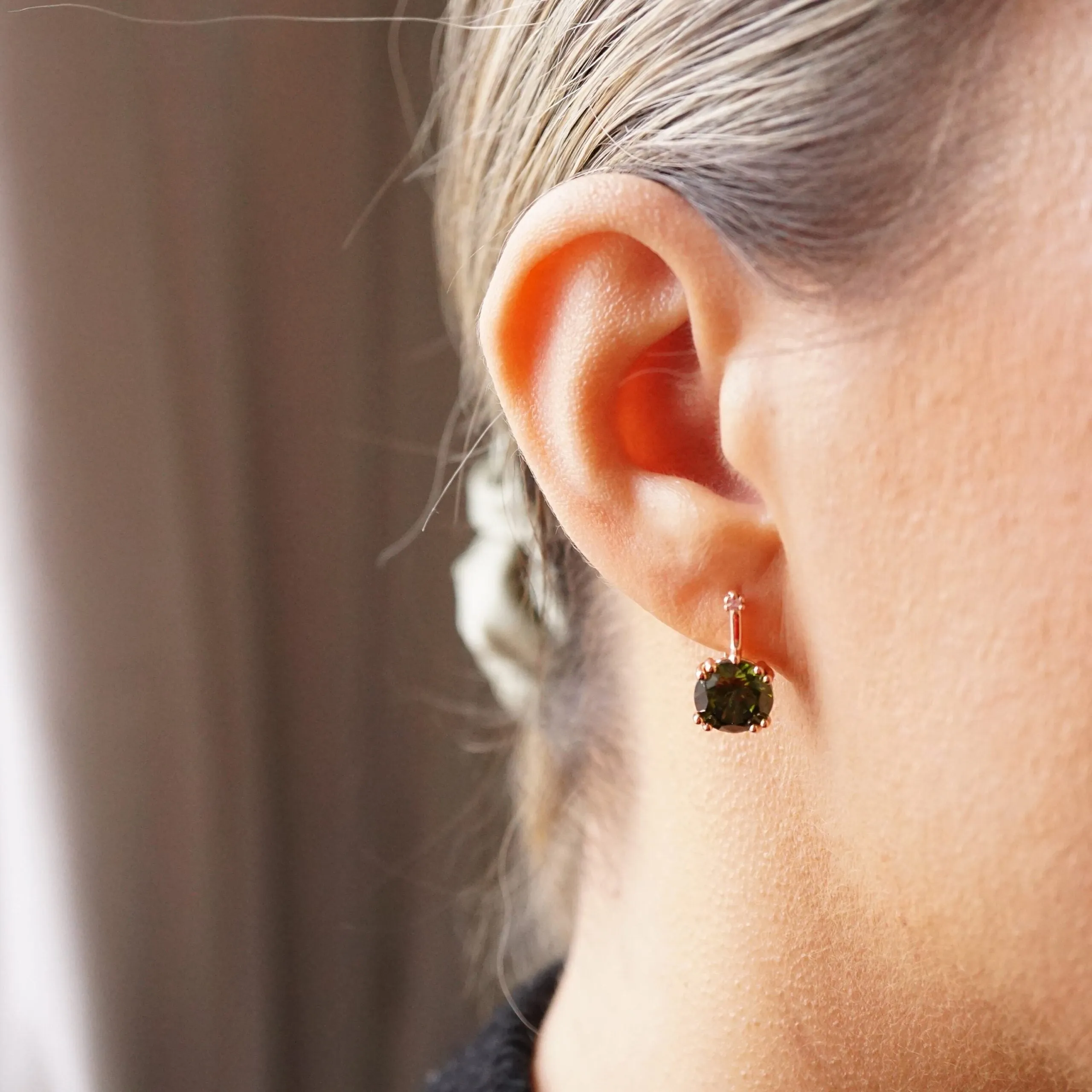 Jessica X - Rose Gold Red,Green,Blue Sapphire Small Drop Earrings