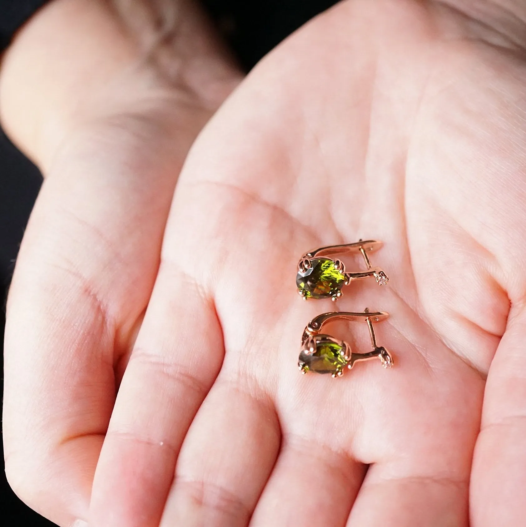 Jessica X - Rose Gold Red,Green,Blue Sapphire Small Drop Earrings