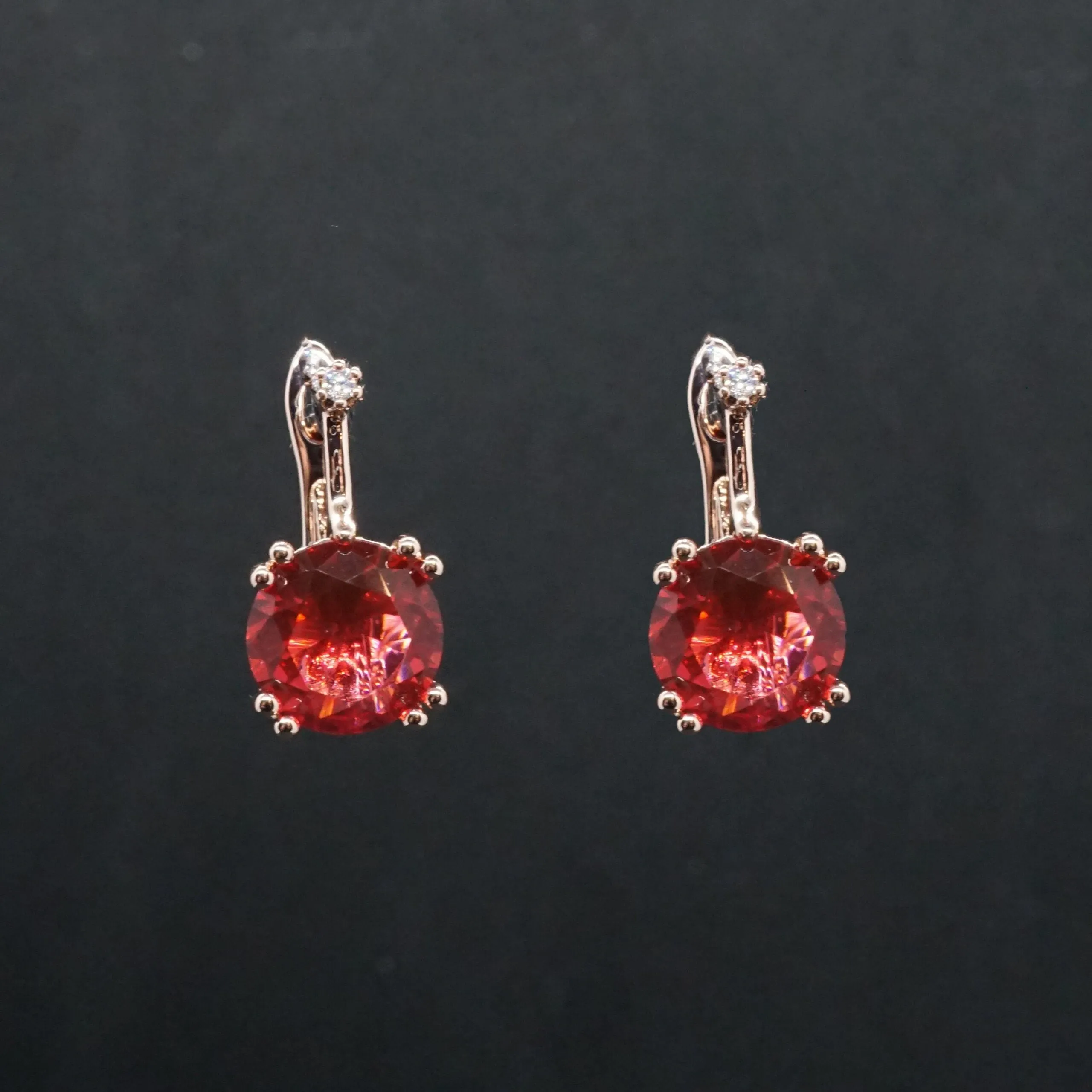 Jessica X - Rose Gold Red,Green,Blue Sapphire Small Drop Earrings