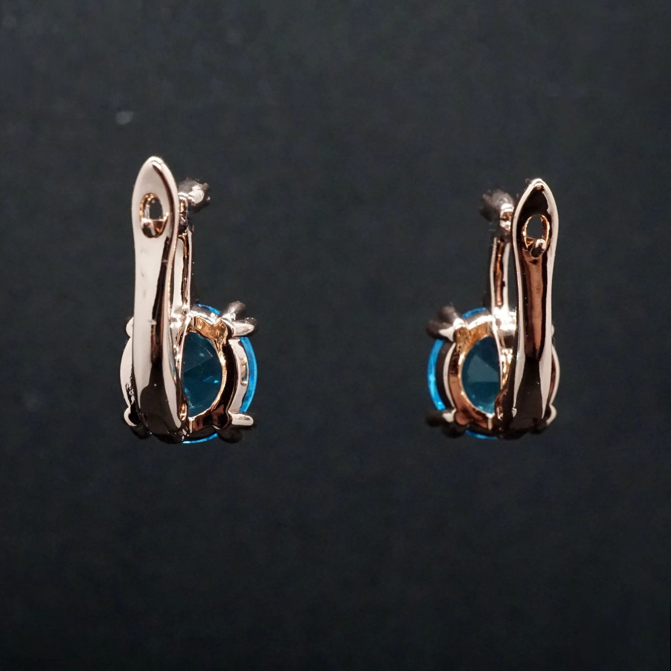 Jessica X - Rose Gold Red,Green,Blue Sapphire Small Drop Earrings