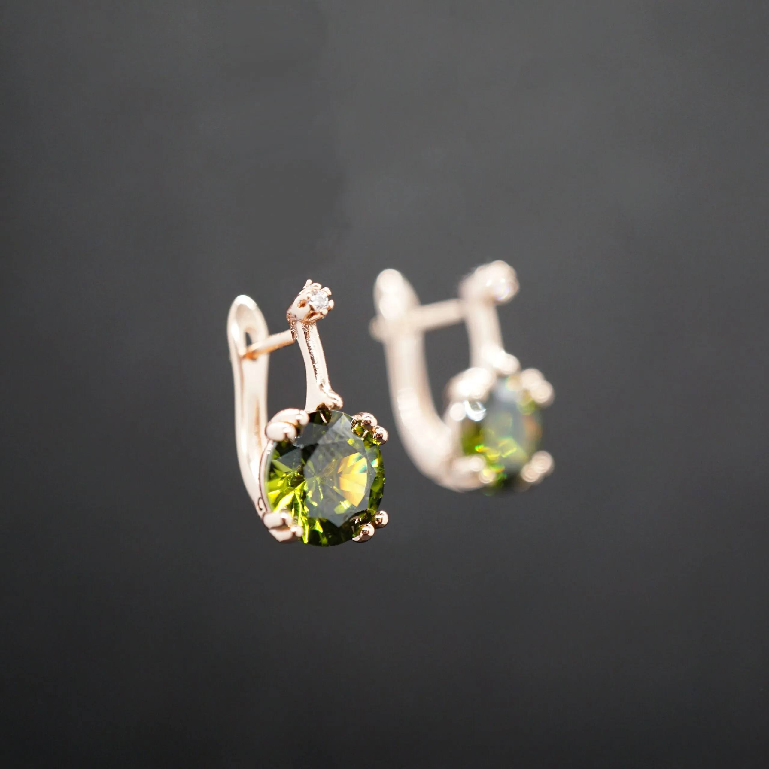 Jessica X - Rose Gold Red,Green,Blue Sapphire Small Drop Earrings