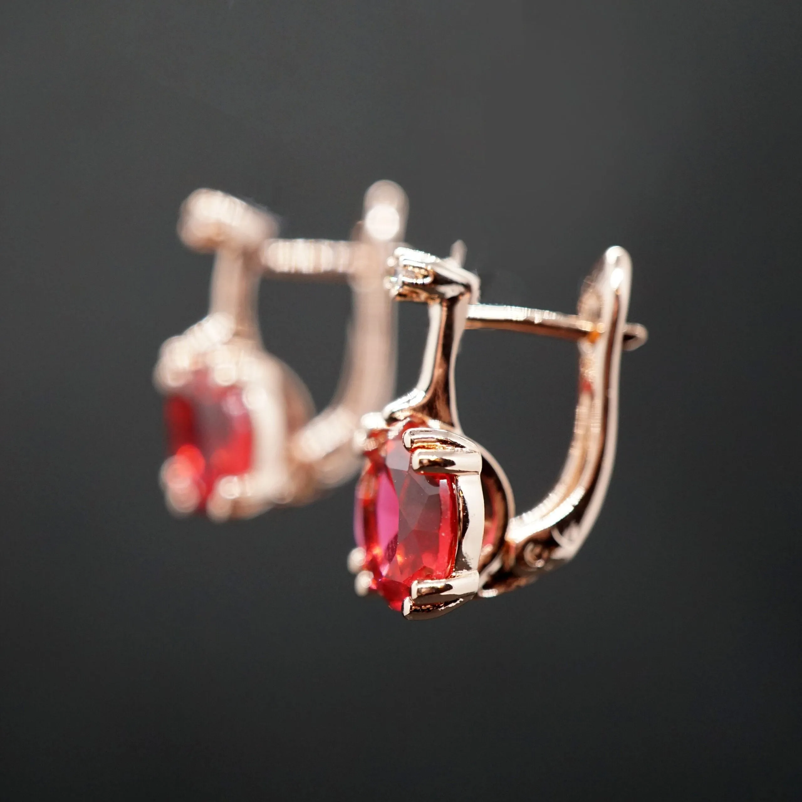 Jessica X - Rose Gold Red,Green,Blue Sapphire Small Drop Earrings