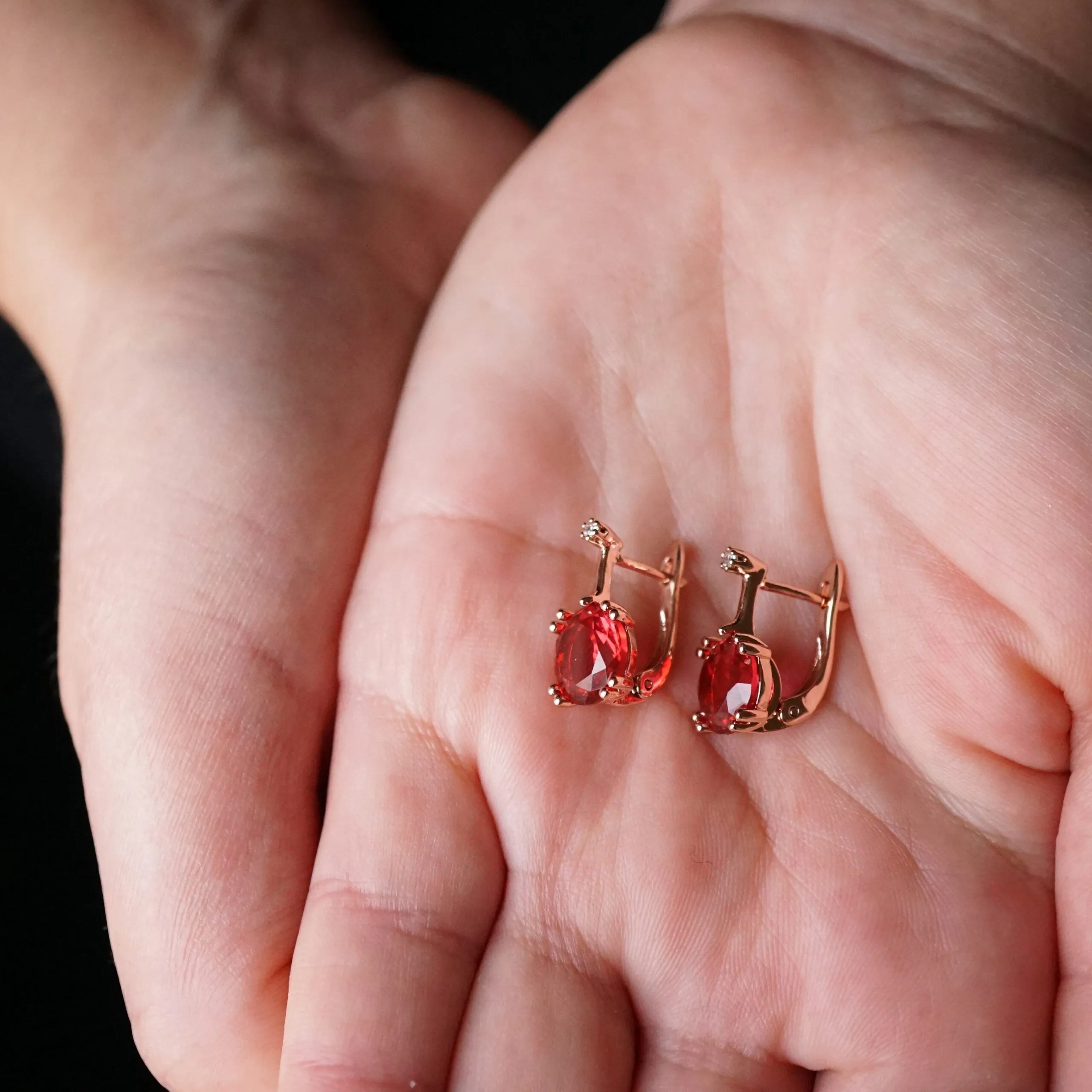 Jessica X - Rose Gold Red,Green,Blue Sapphire Small Drop Earrings