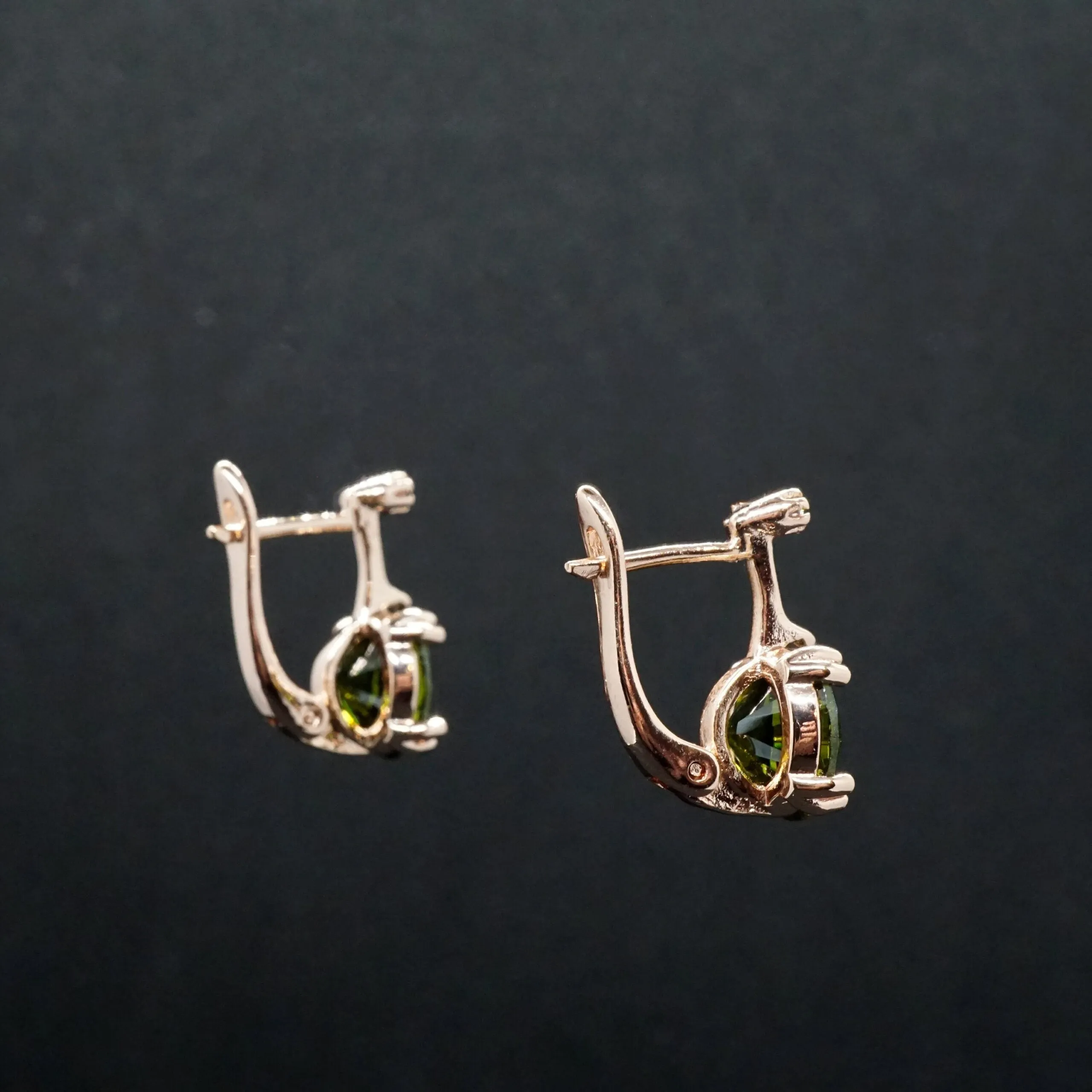 Jessica X - Rose Gold Red,Green,Blue Sapphire Small Drop Earrings
