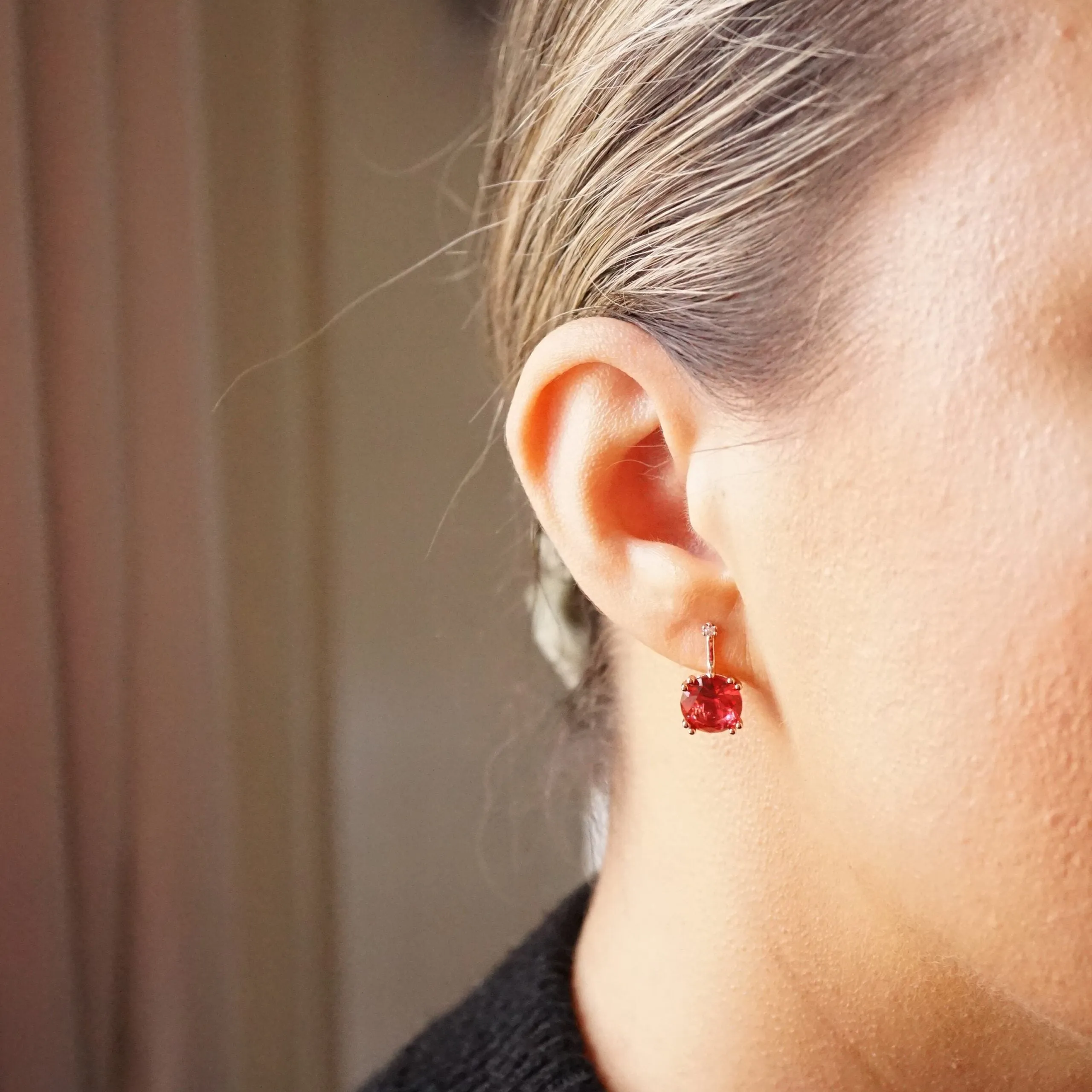 Jessica X - Rose Gold Red,Green,Blue Sapphire Small Drop Earrings