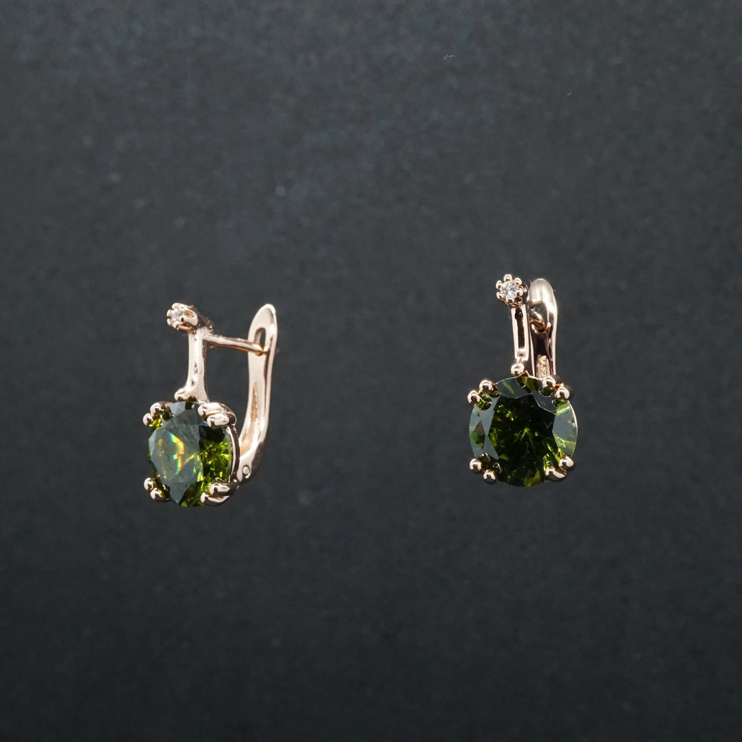 Jessica X - Rose Gold Red,Green,Blue Sapphire Small Drop Earrings