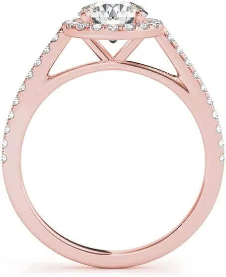 JewelMore 0.50 Carat Halo Round Cut Antique Diamond Bridal Ring for Women | 14K Solid Rose Gold | 1/2 ct Genuine Diamond Wedding/Engagement Jewelry Collection