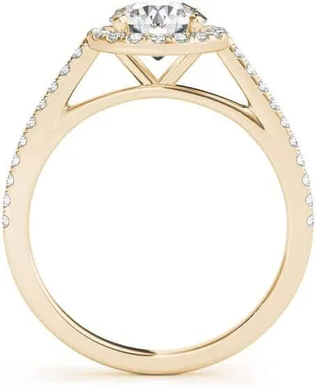 JewelMore 0.50 Carat Halo Round Cut Antique Diamond Bridal Ring for Women | 14K Solid Wellow Gold | 1/2 ct Genuine Diamond Wedding/Engagement Jewelry Collection
