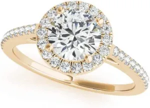 JewelMore 0.50 Carat Halo Round Cut Antique Diamond Bridal Ring for Women | 14K Solid Wellow Gold | 1/2 ct Genuine Diamond Wedding/Engagement Jewelry Collection