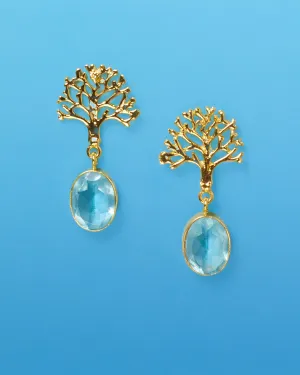 Kea Coral Motif Earrings in Aqua Blue
