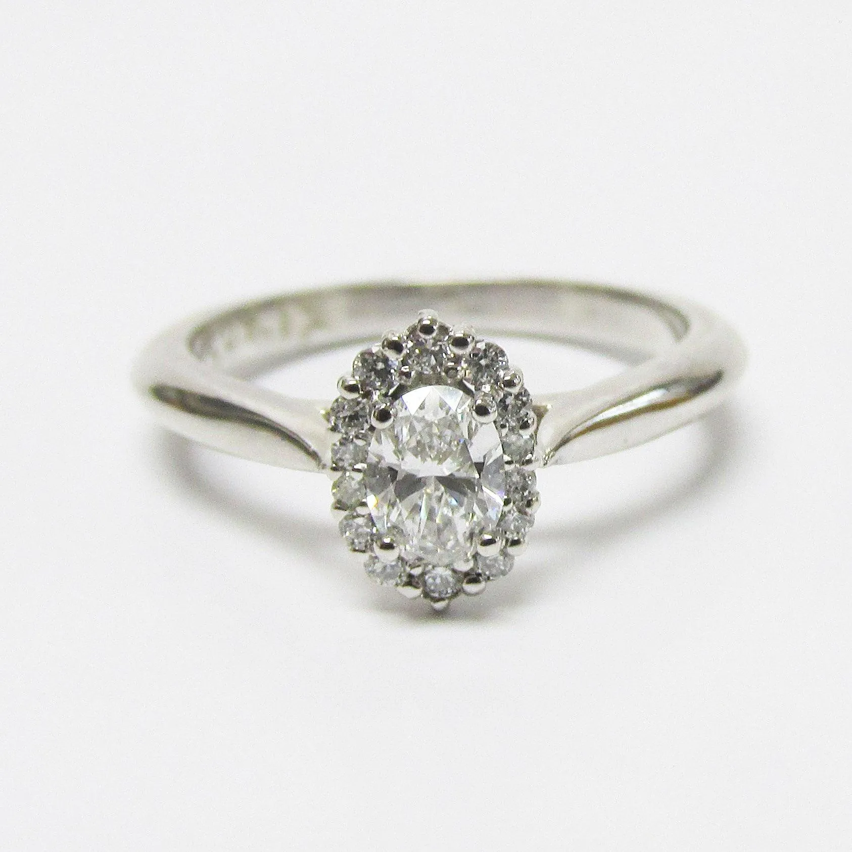 Lab Grown Oval Diamond Cluster Halo Engagement Ring 0.42 ctw