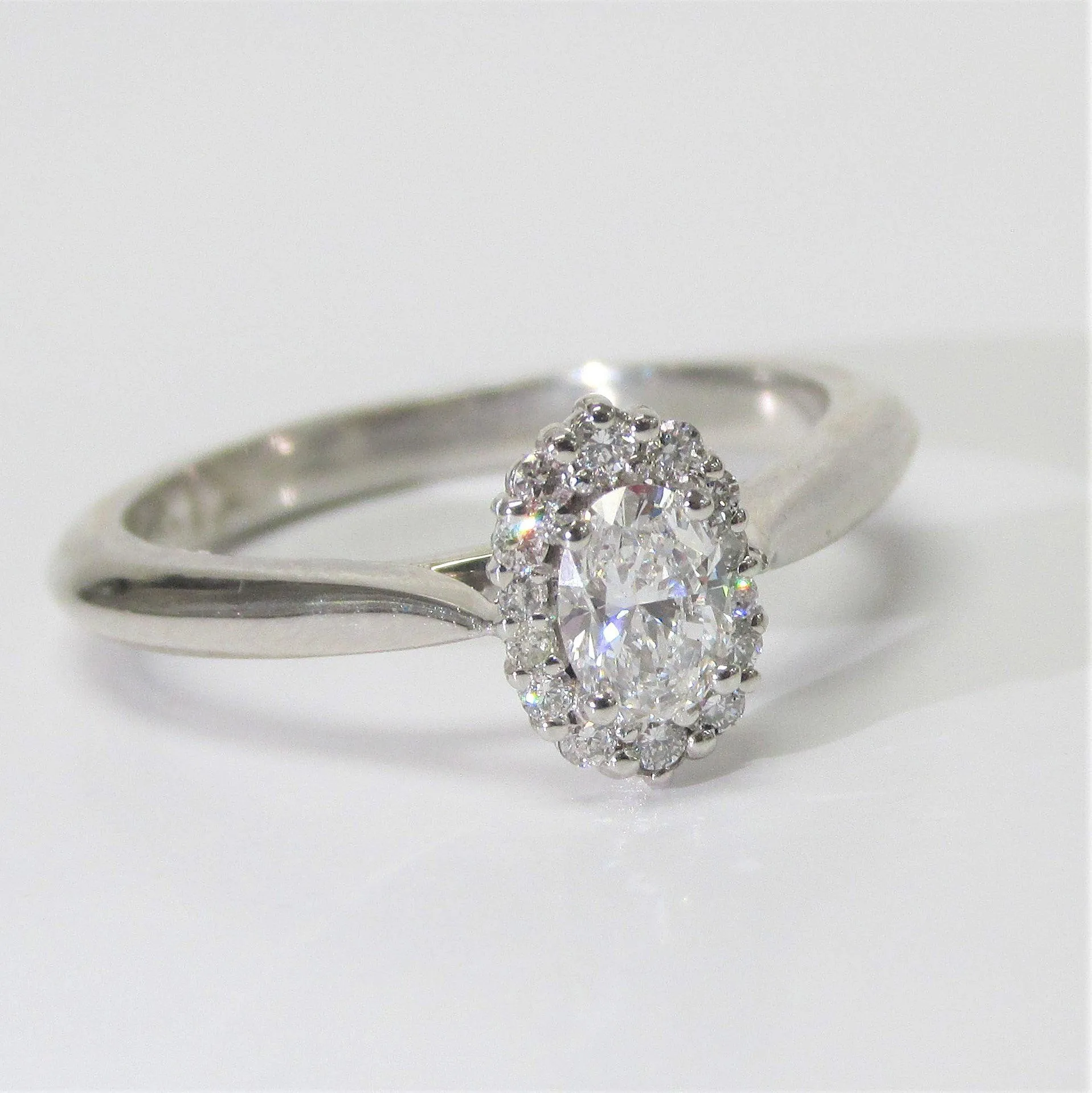 Lab Grown Oval Diamond Cluster Halo Engagement Ring 0.42 ctw
