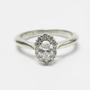 Lab Grown Oval Diamond Cluster Halo Engagement Ring 0.42 ctw