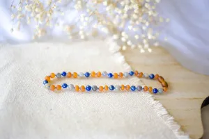 Labradorite, Lapis Lazuli   Polished Baltic Amber Necklace ll Pain ll Drooling ll Inflammation
