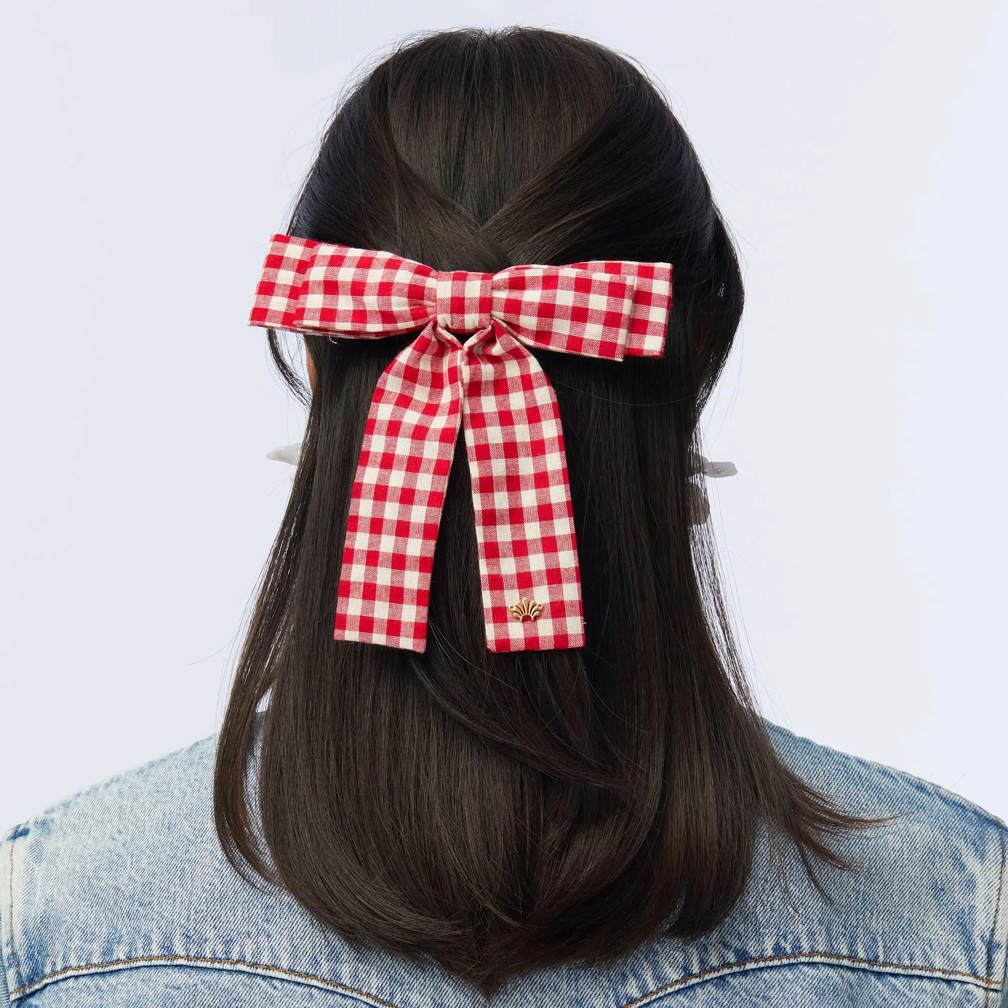 LADYBUG RED GINGHAM ANTOINETTE BOW BARRETTE