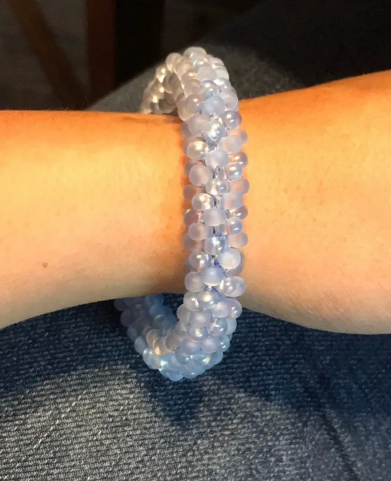 Light blue crocheted bracelet