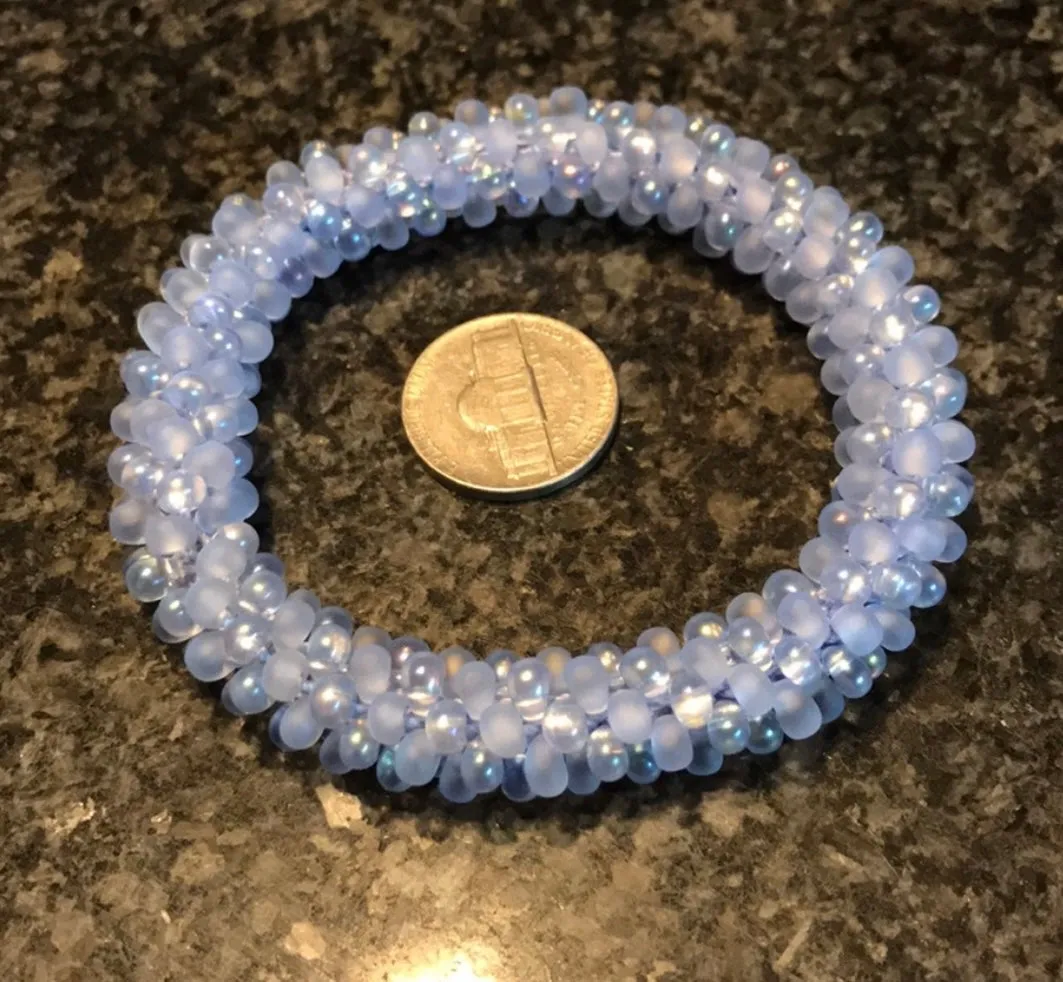 Light blue crocheted bracelet