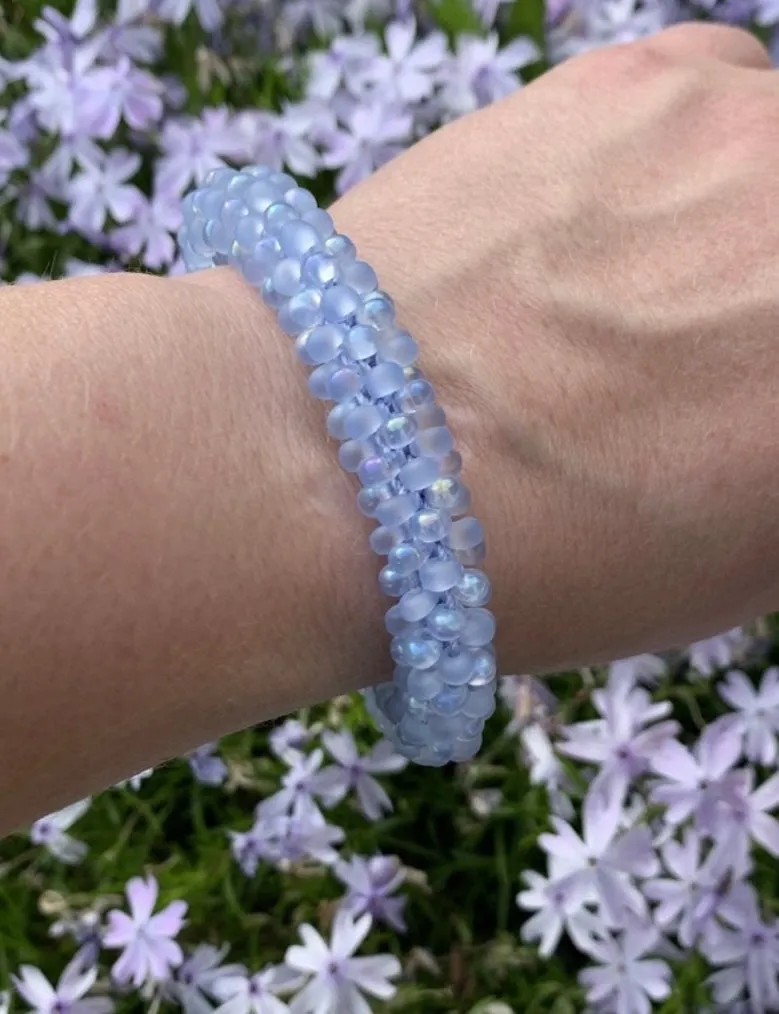 Light blue crocheted bracelet