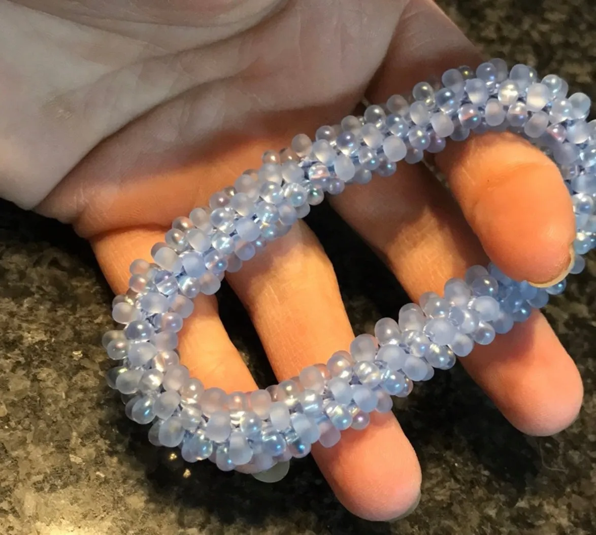Light blue crocheted bracelet