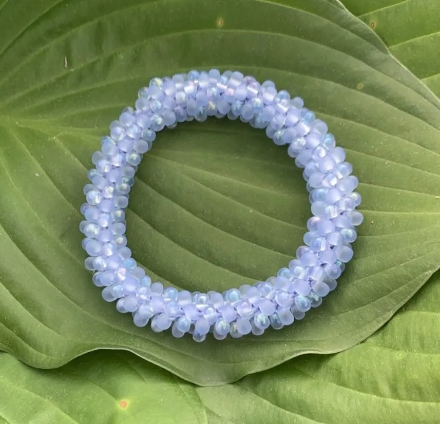 Light blue crocheted bracelet