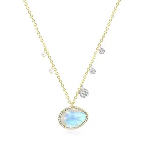 Meira T Moonstone with Off-Centered Pearls & Diamond Charms
