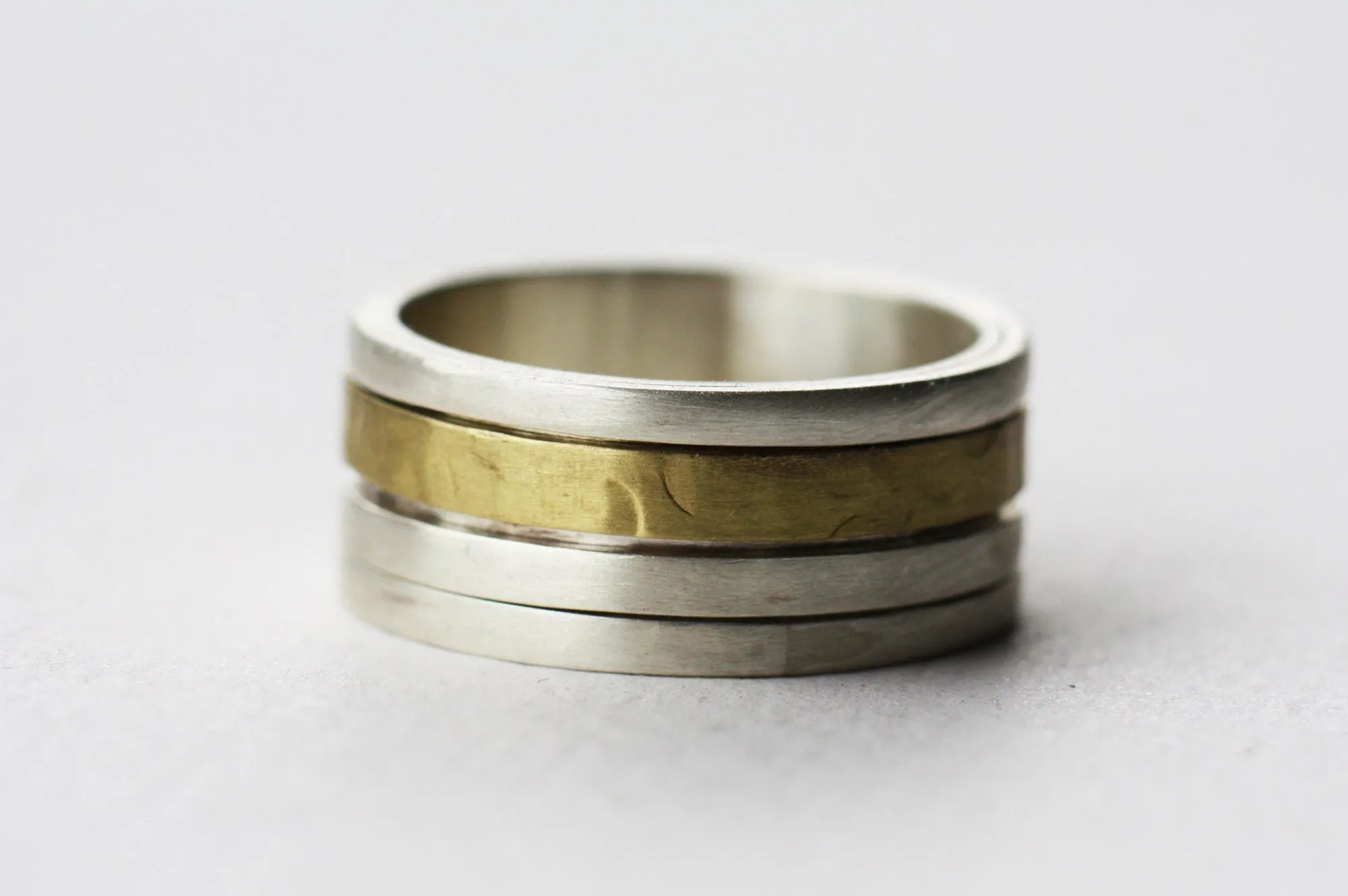 Mens engagement Silver Spinner ring