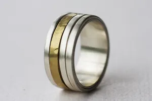 Mens engagement Silver Spinner ring