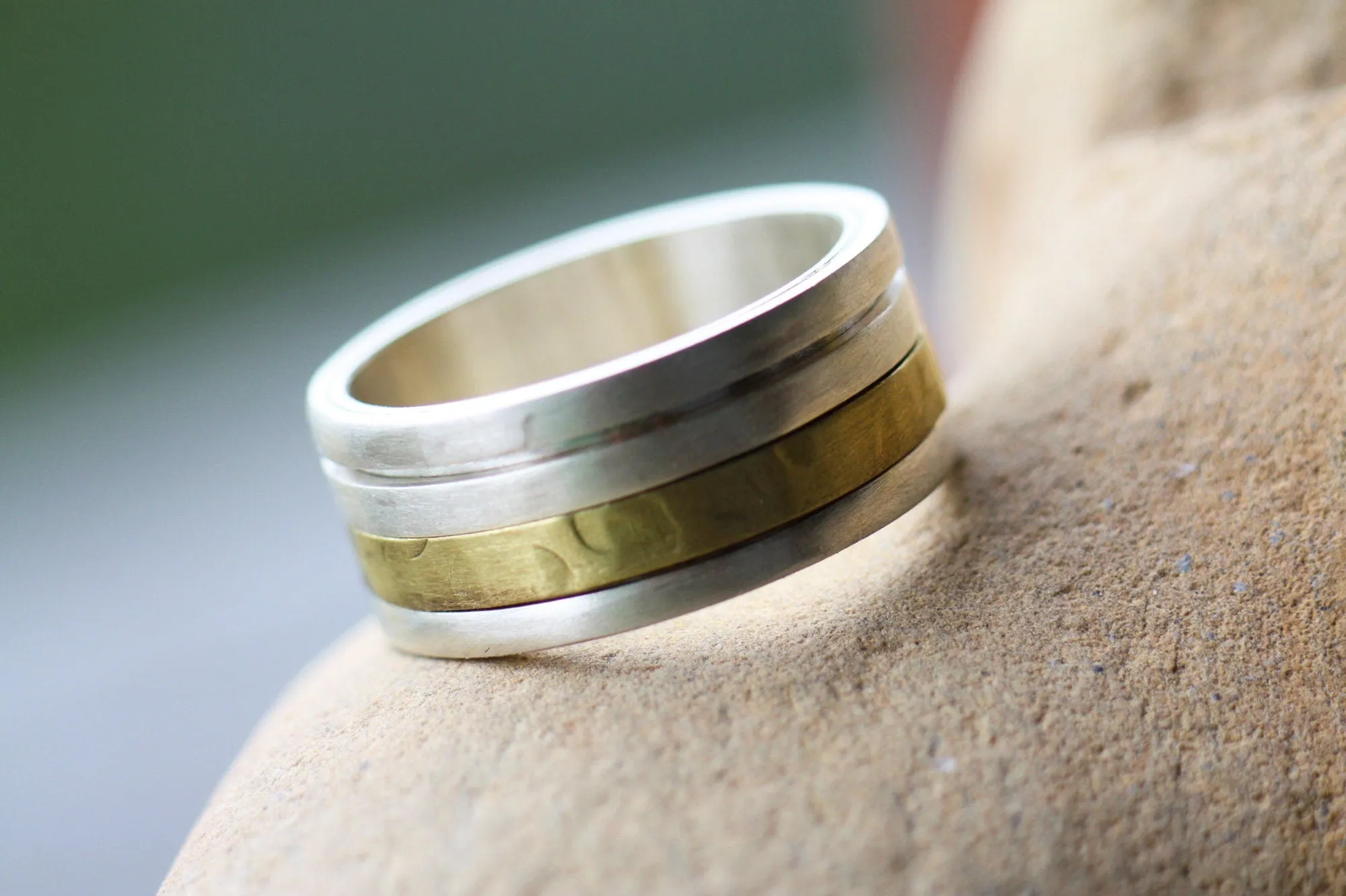 Mens engagement Silver Spinner ring