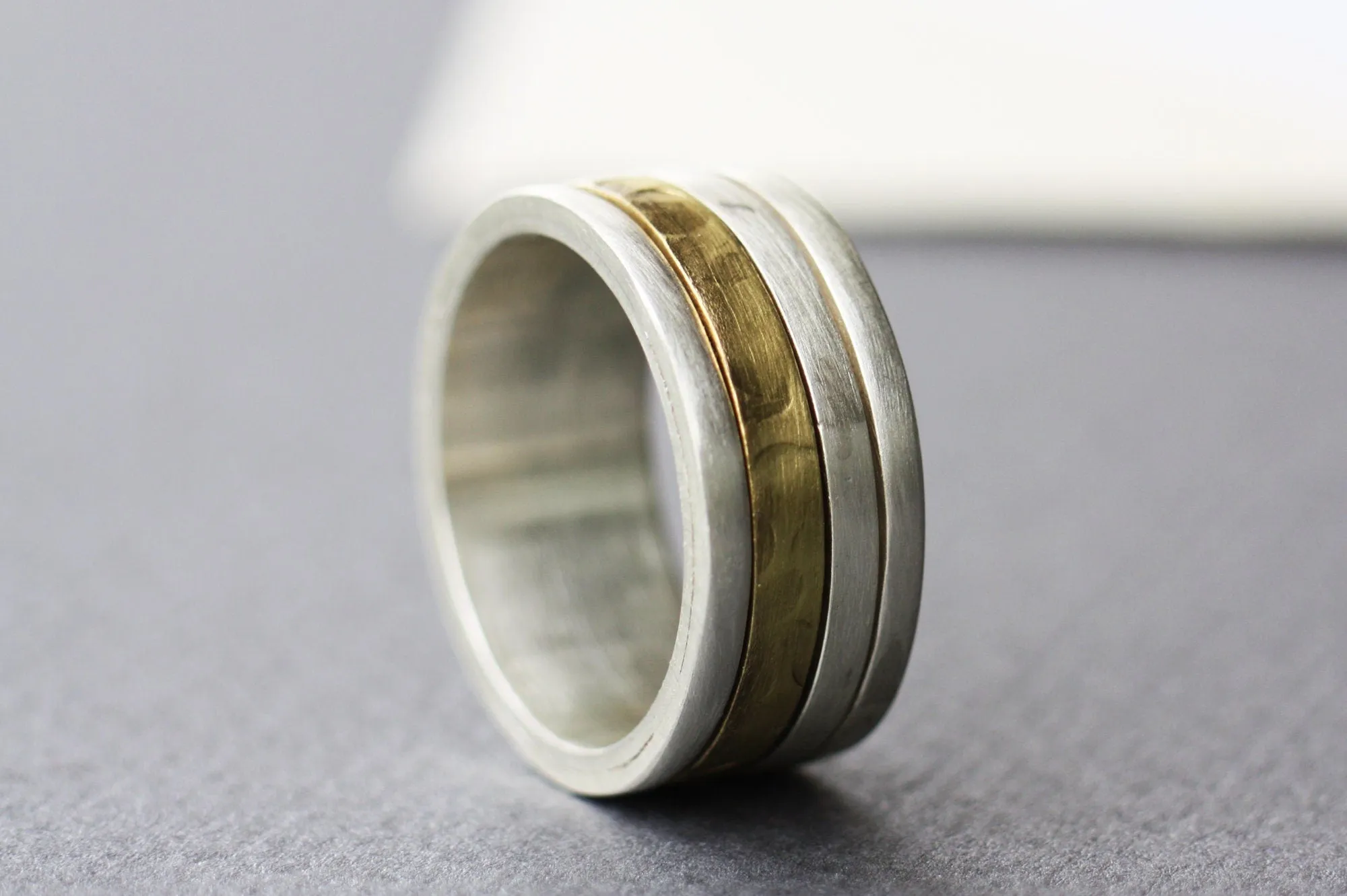 Mens engagement Silver Spinner ring