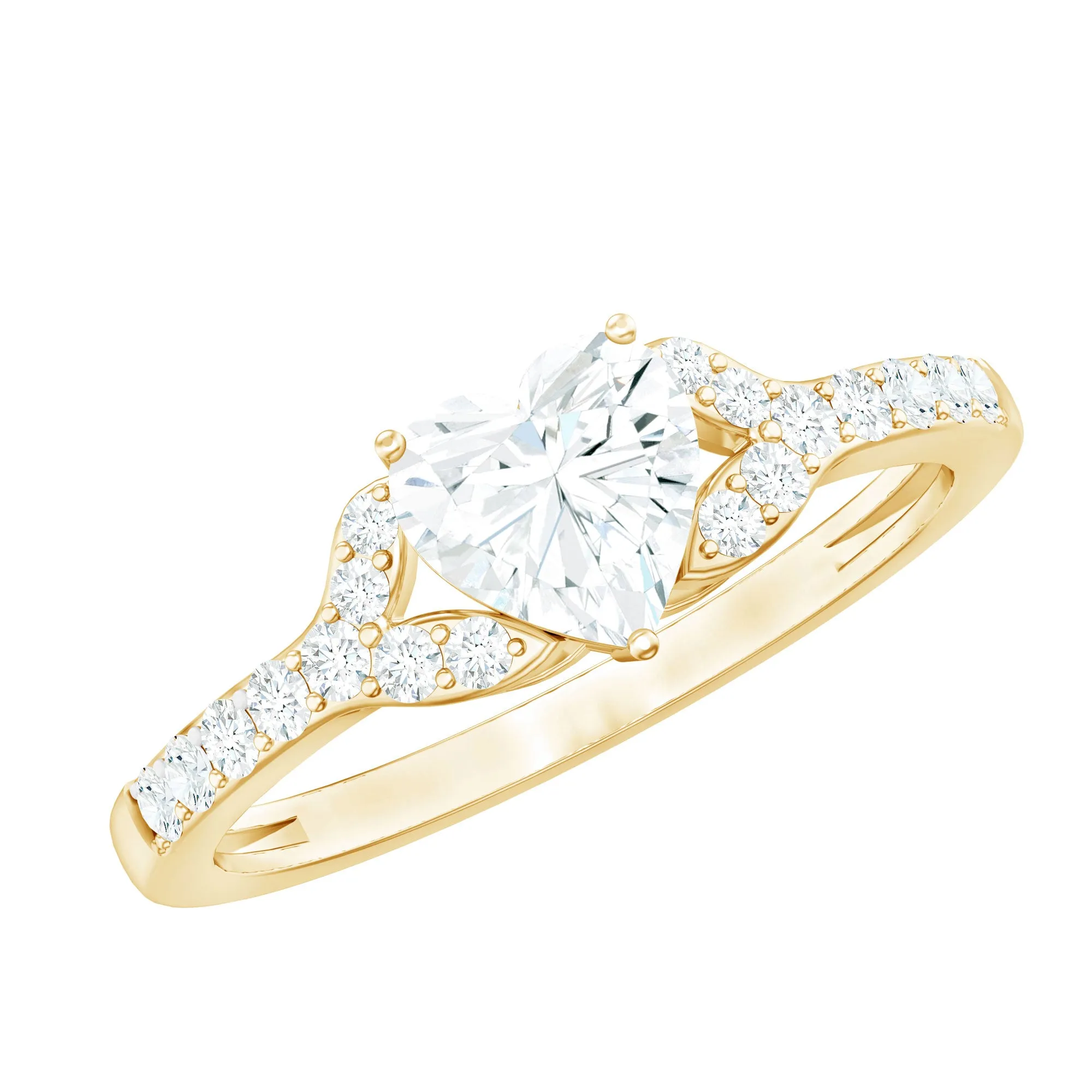 Minimal Heart Shape Moissanite Engagement Ring