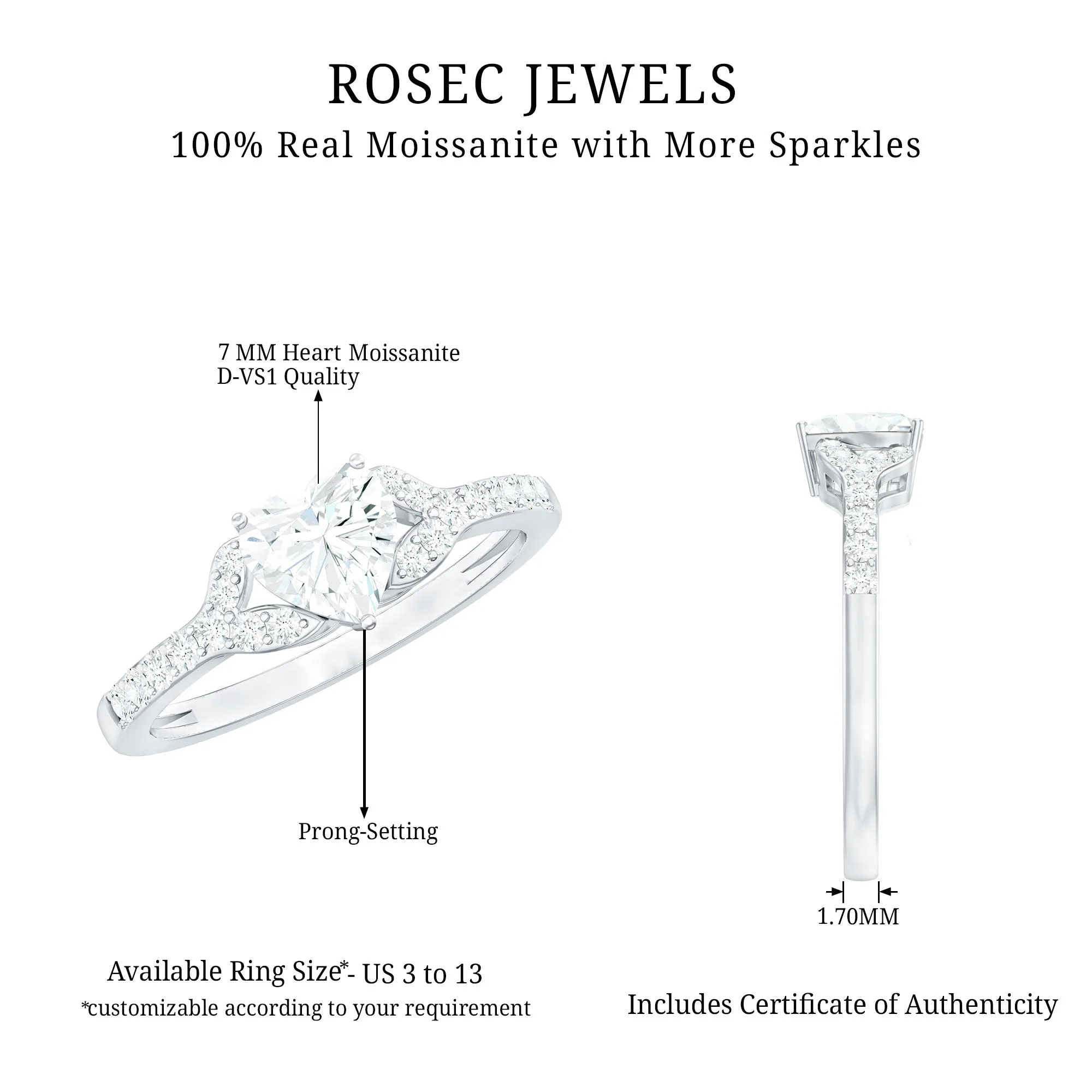 Minimal Heart Shape Moissanite Engagement Ring