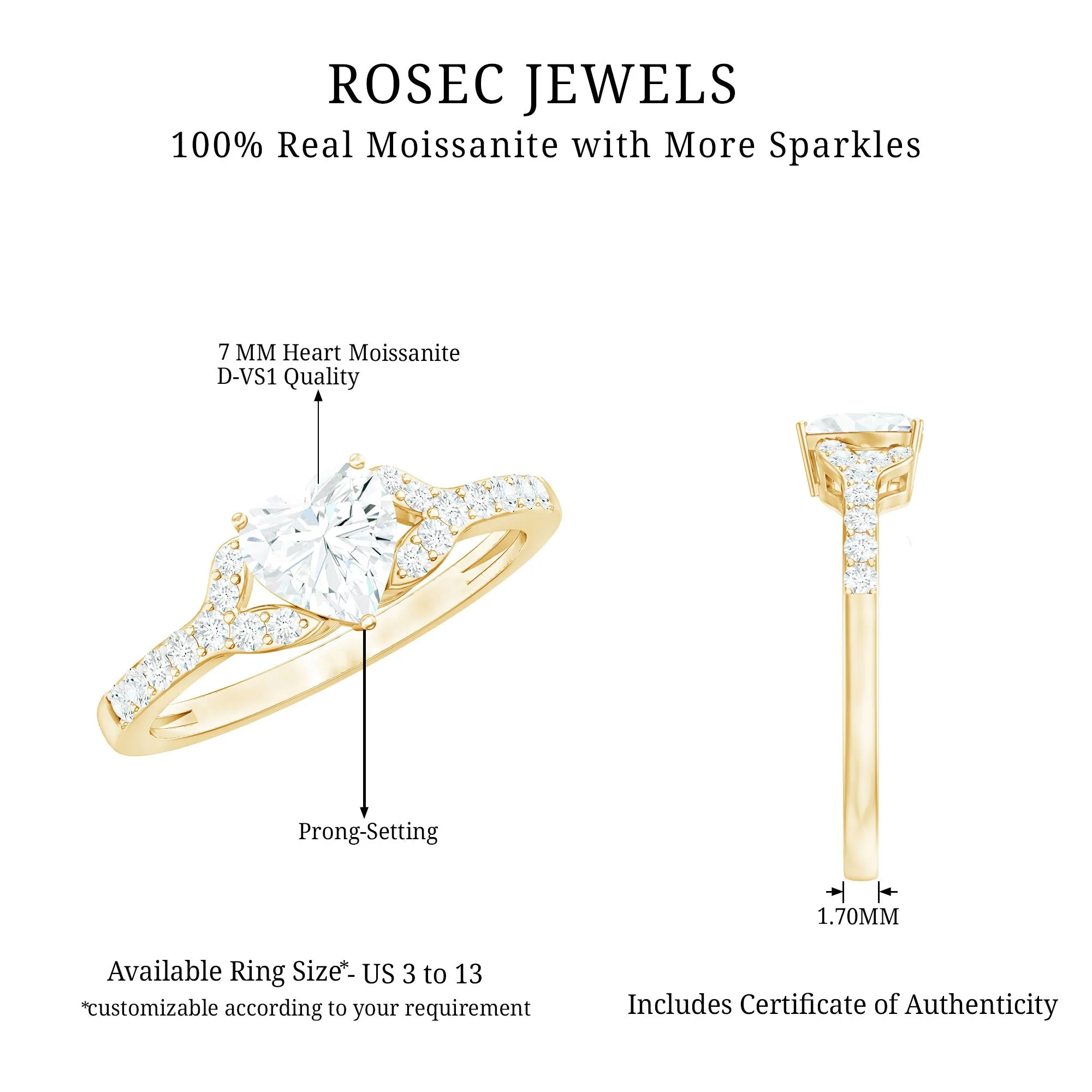 Minimal Heart Shape Moissanite Engagement Ring