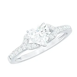 Minimal Heart Shape Moissanite Engagement Ring