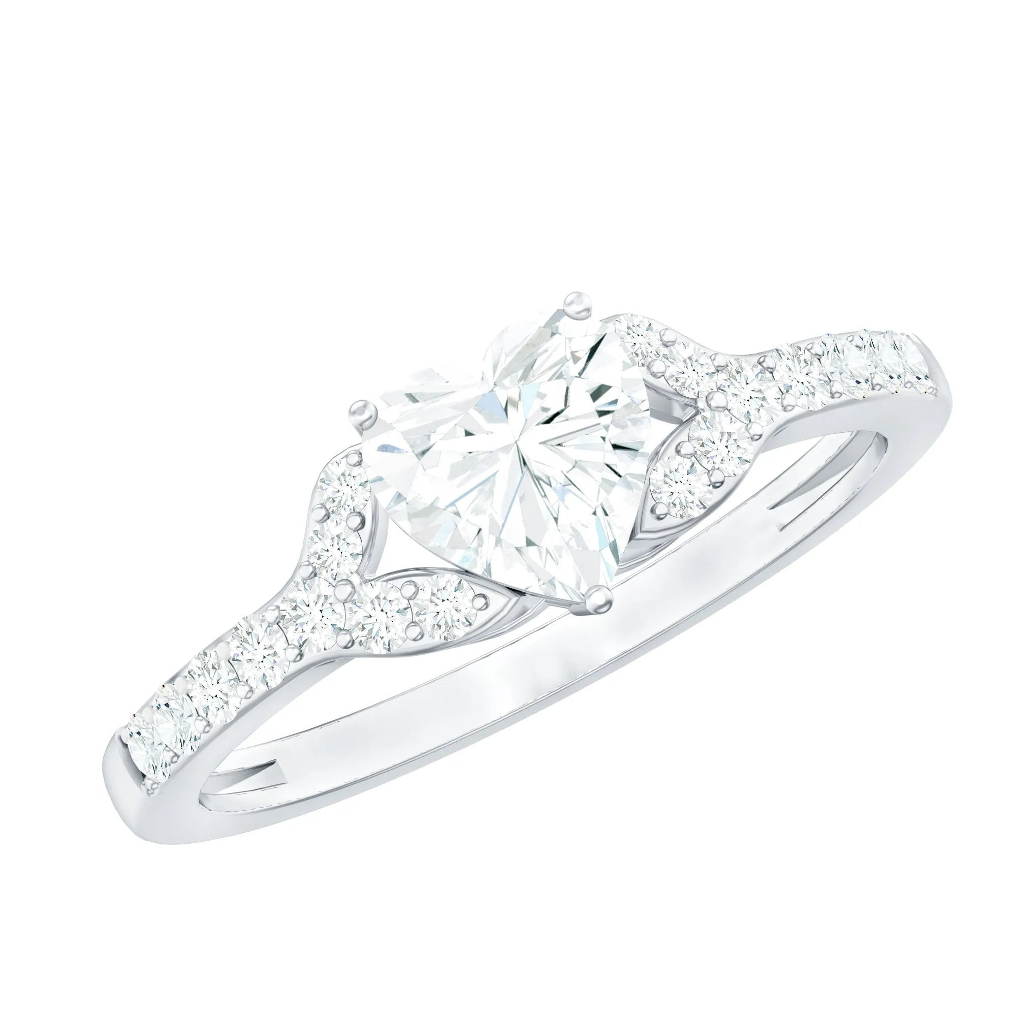 Minimal Heart Shape Moissanite Engagement Ring
