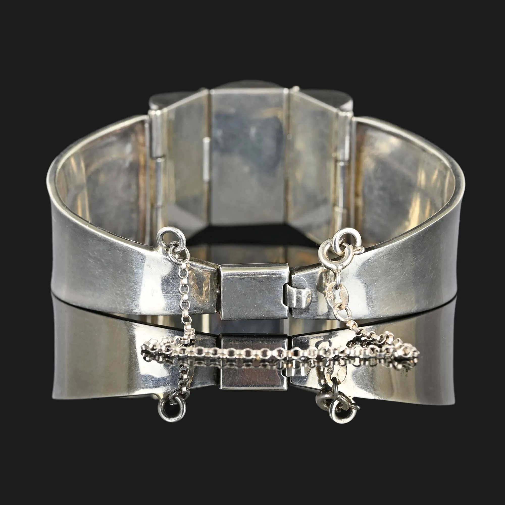 Modernist Butterscotch Baltic Amber Bracelet in Silver
