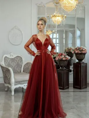 Moon Stone Red Evening Dress