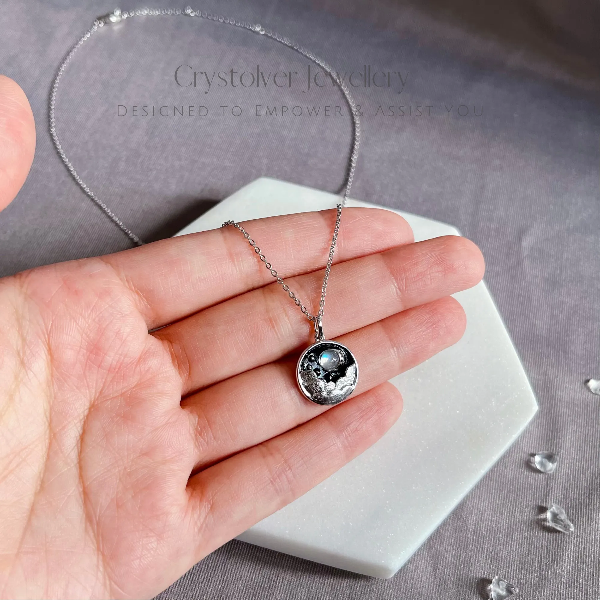 Moonstone Cloud Star Pendant Necklace