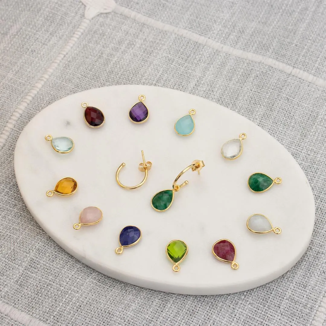 Moonstone Drop Hoop Earrings | Silver- June
