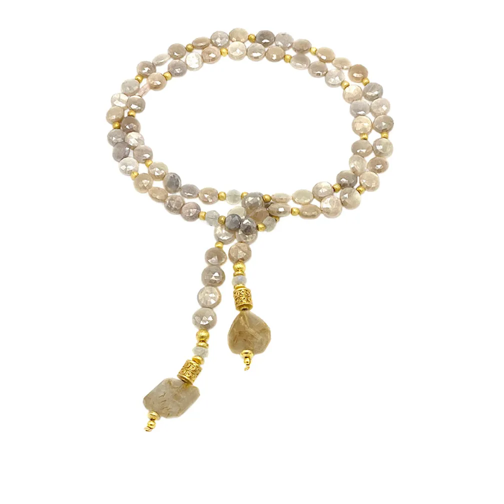 Moonstone Necklace w/Golden Rutilated Quartz