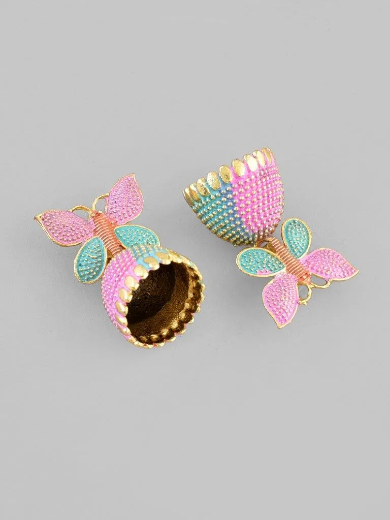 Multi Color Butterfly Contemporary Jhumka Earrings - Voj