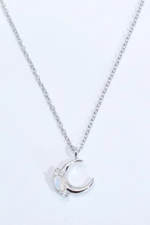 Natural Moonstone Moon Pendant Necklace