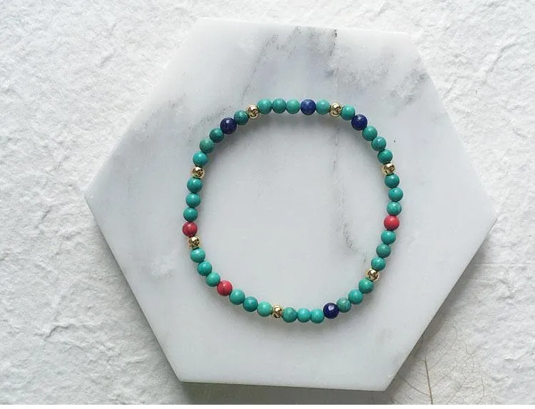 Natural Stone Gold Beaded Bracelet